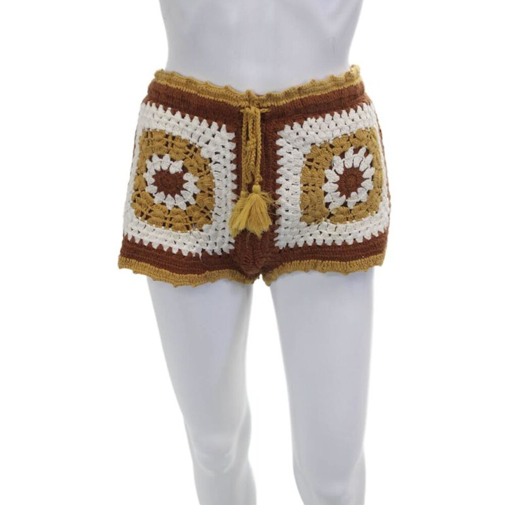 Zara Trafaluc Unisex Brown Cotton Bohemian Shorts Drawstring Size S
